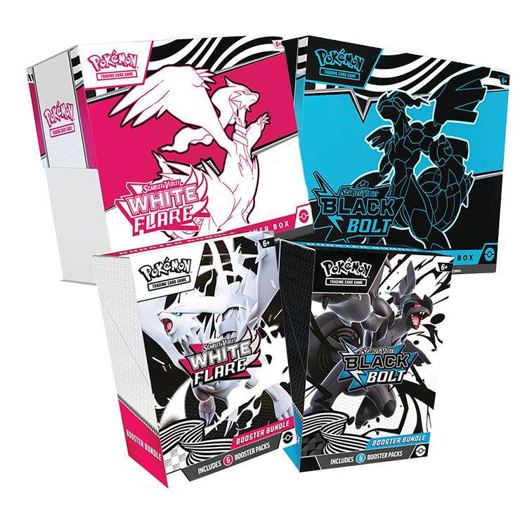 Pokemon Specials: 2 ETB's (1x Black Bolt EN + 1x White Flare EN) + 2 Booster Bundle (1x Black Bolt EN + 1x White Flare EN)