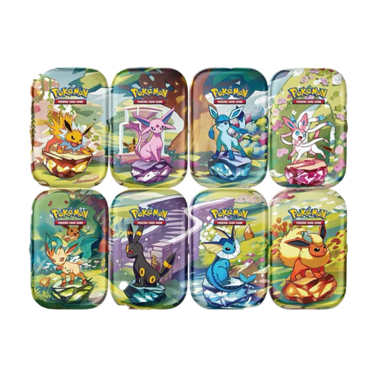 Pokemon Mini Tin Prismatic Evolutions (ein zufälliger Art Style)